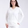Rose Miss Pyjama côtelé col dentelle – Réf 17545 – Écru