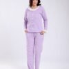 Rose Miss Pyjama côtelé col dentelle – Réf 17545 – Lilas