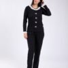 Rose Miss Pyjama côtelé col dentelle – Réf 17545 – Noir