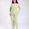 Rose Miss Pyjama côtelé col dentelle – Réf 17545 – Vert anis