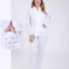 Rose Miss Pyjama boutonné imprimé pois – Réf 17568 – Blanc pois multicolores
