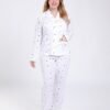 Rose Miss Pyjama boutonné imprimé pois – Réf 17568 – Blanc pois gris
