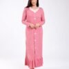 Rose Miss Chemise de nuit longue côtelée boutonnée – Réf 17573 – Corail Rose Miss Chemise de nuit longue côtelée boutonnée – Réf 17573 – Corail