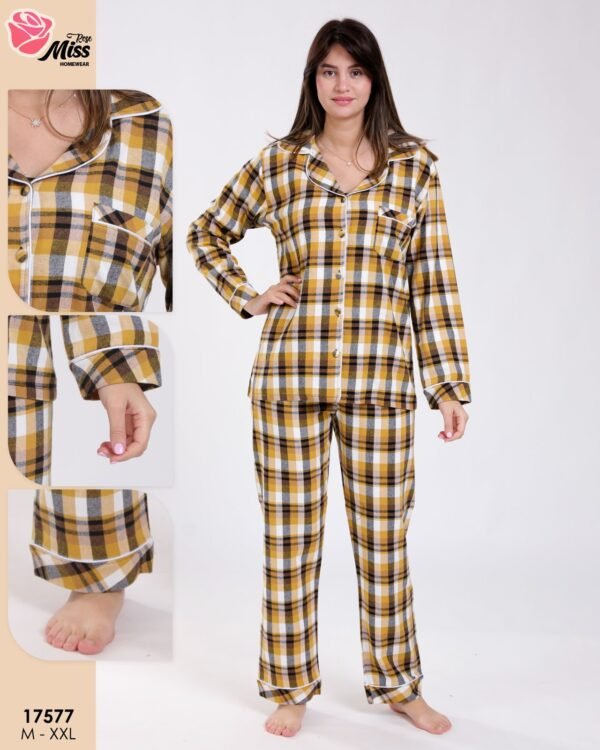 Rose Miss Pyjama chemise à carreaux – Réf 17577 – Moutarde Rose Miss Pyjama chemise à carreaux – Réf 17577 – Moutarde