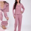 Rose Miss Pyjama chemise passepoilé – Réf 17640 – Vieux rose