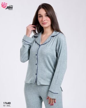 Rose Miss Pyjama chemise passepoilé – Réf 17640 – Vert d'eau