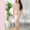 Rose Miss Pyjama côtelé col tunisien – Réf 17645 – Beige Rose Miss Pyjama côtelé col tunisien – Réf 17645 – Beige