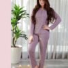 Rose Miss Pyjama côtelé col tunisien – Réf 17645 – Mauve Rose Miss Pyjama côtelé col tunisien – Réf 17645 – Mauve