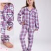 Rose Miss Pyjama fille chemise à carreaux – Réf 17647 – Lilas