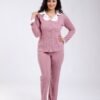 Rose Miss Pyjama côtelé col claudine – Réf 17667 – Vieux rose