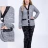Rose Miss Pyjama boutonné imprimé – Réf 17668 – Gris anthracite