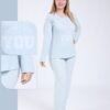 Rose Miss Pyjama jacquard col tunisien – Réf 17673 – Bleu ciel