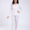 Rose Miss Pyjama jacquard col tunisien – Réf 17673 – Écru