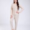 Rose Miss Pyjama jacquard col tunisien – Réf 17673 – Beige