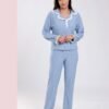 Rose Miss Pyjama boutonné matelassé broderie anglaise – Réf 17676 – Bleu ciel