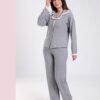 Rose Miss Pyjama boutonné matelassé broderie anglaise – Réf 17676 – Gris