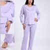 Rose Miss Pyjama côtelé col volanté – Réf 17692 – Lilas