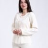 Rose Miss Pyjama côtelé col volanté – Réf 17692 – Écru