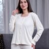 Rose Miss Pyjama boutonné dentelle – Réf 17693 – Écru