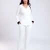 Rose Miss Pyjama chemise côtelé – Réf 17701 – Blanc