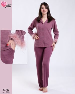 Rose Miss Pyjama chemise à plumes – Réf 17722 – Mauve