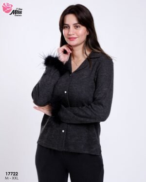 Rose Miss Pyjama chemise à plumes – Réf 17722 – Gris anthracite