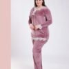 Rose Miss Pyjama velours tunique dentelle – Réf 17730 – Mauve