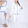 Rose Miss Pyjama chemise imprimé cœurs – Réf 17737 – Blanc cœurs bleus