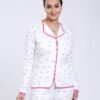 Rose Miss Pyjama chemise imprimé cœurs – Réf 17737 – Blanc cœurs roses