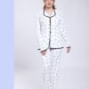 Rose Miss Pyjama chemise imprimé cœurs – Réf 17737 – Blanc cœurs noirs