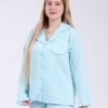 Rose Miss Pyjama chemise vichy à volants – Réf 17738 – Turquoise