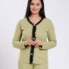 Rose Miss Pyjama côtelé boutonné dentelle – Réf 17747 – Vert anis Rose Miss Pyjama côtelé boutonné dentelle – Réf 17747 – Vert anis