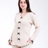 Rose Miss Pyjama côtelé à volants nœuds – Réf 17748 – Beige