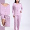 Rose Miss Pyjama boutonné jacquard – Réf 17754 – Lilas