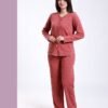 Rose Miss Pyjama boutonné jacquard – Réf 17754 – Brique