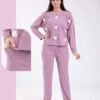 Rose Miss Pyjama côtelé fleurs 3D – Réf 17758 – Mauve Rose Miss Pyjama côtelé fleurs 3D – Réf 17758 – Mauve