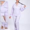 Rose Miss Pyjama chemise vichy gaufré – Réf 17759 – Lilas
