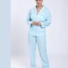 Rose Miss Pyjama chemise vichy gaufré – Réf 17759 – Turquoise