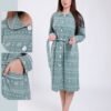 Rose Miss Robe de chambre boutonnée jacquard – Réf 17784 – Vert sauge