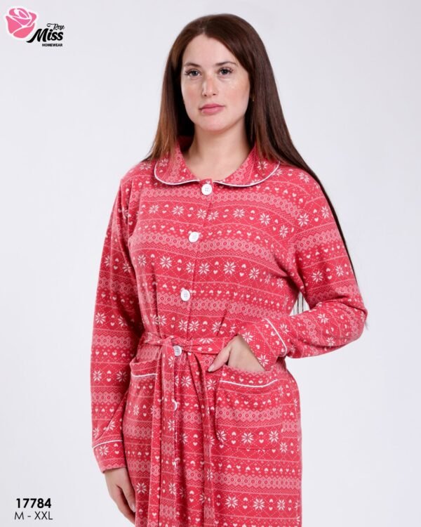 Rose Miss Robe de chambre boutonnée jacquard – Réf 17784 – Corail