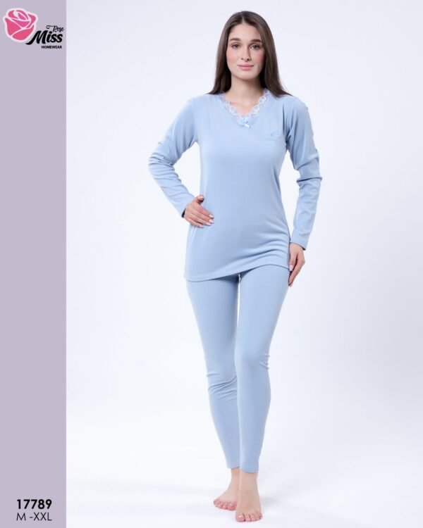 Rose Miss Ensemble thermique dentelle – Réf 17789 – Bleu ciel