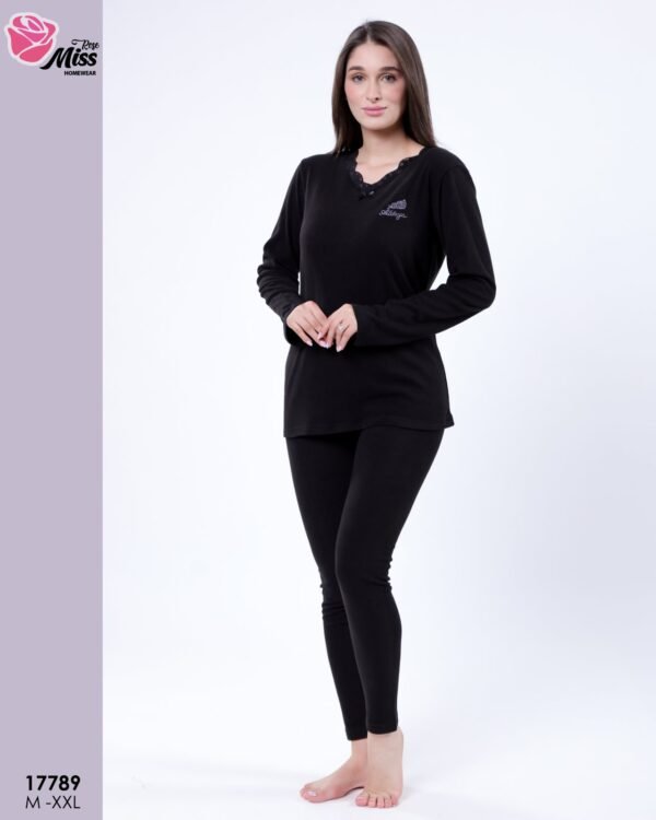 Rose Miss Ensemble thermique dentelle – Réf 17789 – Noir