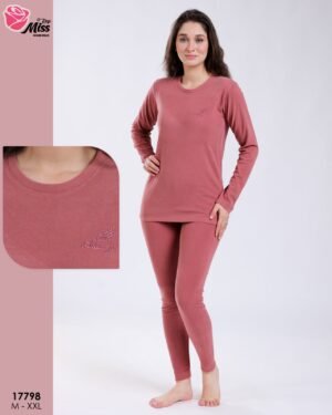 Rose Miss Ensemble thermique col rond – Réf 17798 – Vieux rose