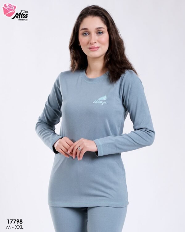 Rose Miss Ensemble thermique col rond – Réf 17798 – Bleu gris