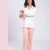 Rose Miss Pyjama chemise imprimé roses – Réf 17801 – Écru et pêche