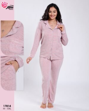 Rose Miss Pyjama chemise chiné – Réf 17814 – Rose chiné