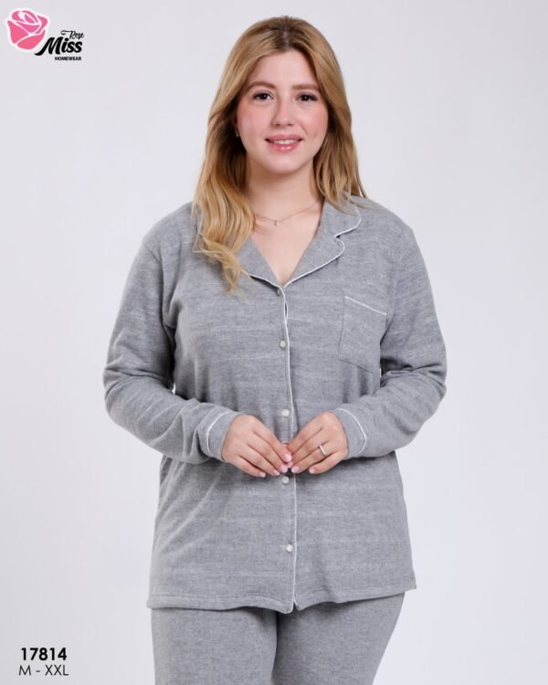 Rose Miss Pyjama chemise chiné – Réf 17814 – Gris chiné