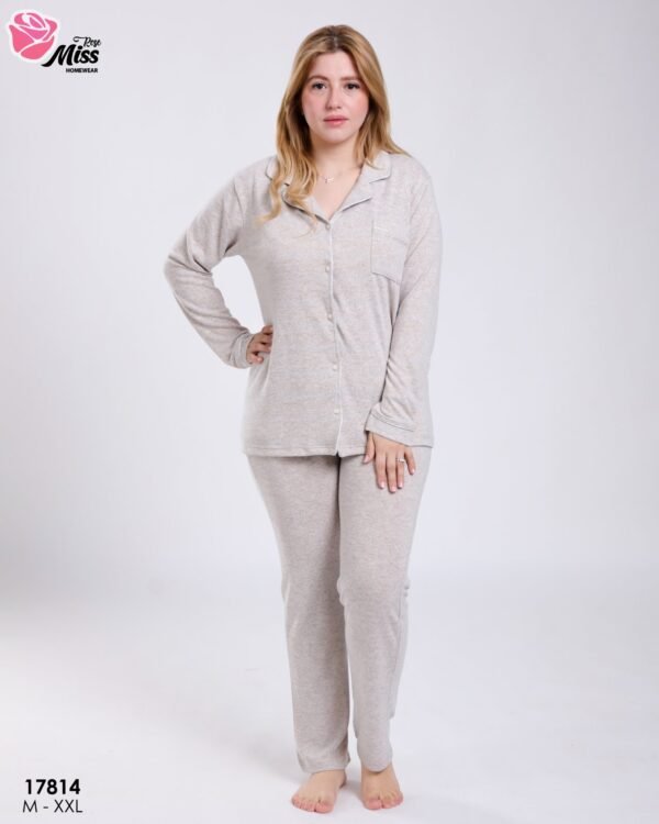 Rose Miss Pyjama chemise chiné – Réf 17814 – Beige chiné