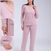 Rose Miss Pyjama côtelé boutonné dentelle – Réf 17815 – Vieux rose Rose Miss Pyjama côtelé boutonné dentelle – Réf 17815 – Vieux rose