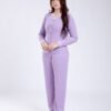 Rose Miss Pyjama côtelé dentelle nœuds – Réf 17822 – Lilas
